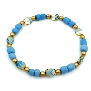 ARMBAND mit Table Cut und Java Perlen in braun blau Perlenarmband pastell Made in Germany im Boho Ibiza Look