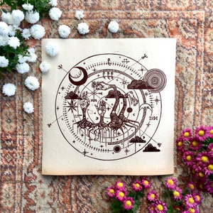 Oráculos // Lino Vermelho Indiano Impressão em Papel Vintage // 29,7x29,7cm