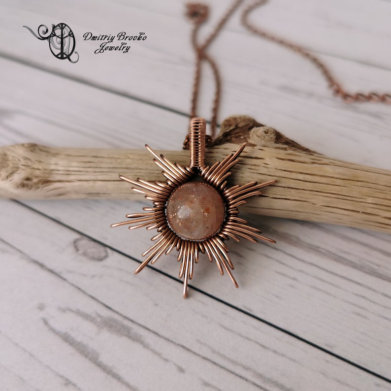 Sunstone necklace Sun necklace Wire wrapped gemstone pendant Etsy