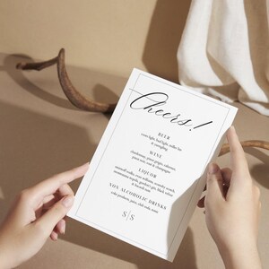 Customizable Wedding Bar Menu Signage