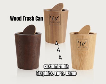 Custom solid wood cone trash can,black walnut household living room business use trash can, natural wood trash can,home decor