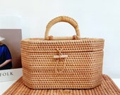 Handmade rattan woven storage suitcase,bright home decor,dried fruit snacks sundries tea storage basket,cosmetics box,housewarming gift