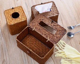 Original homeloo Woven Seagrass Straw Square Tissue Box Cover Holder Original homeloo Woven Seagrass Straw Square Tissue Box Cover Holder