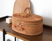 Handmade rattan woven tea tray creative tray tea set box suitcase,home decor,snacks storage basket,cosmetics box,housewarming gift
