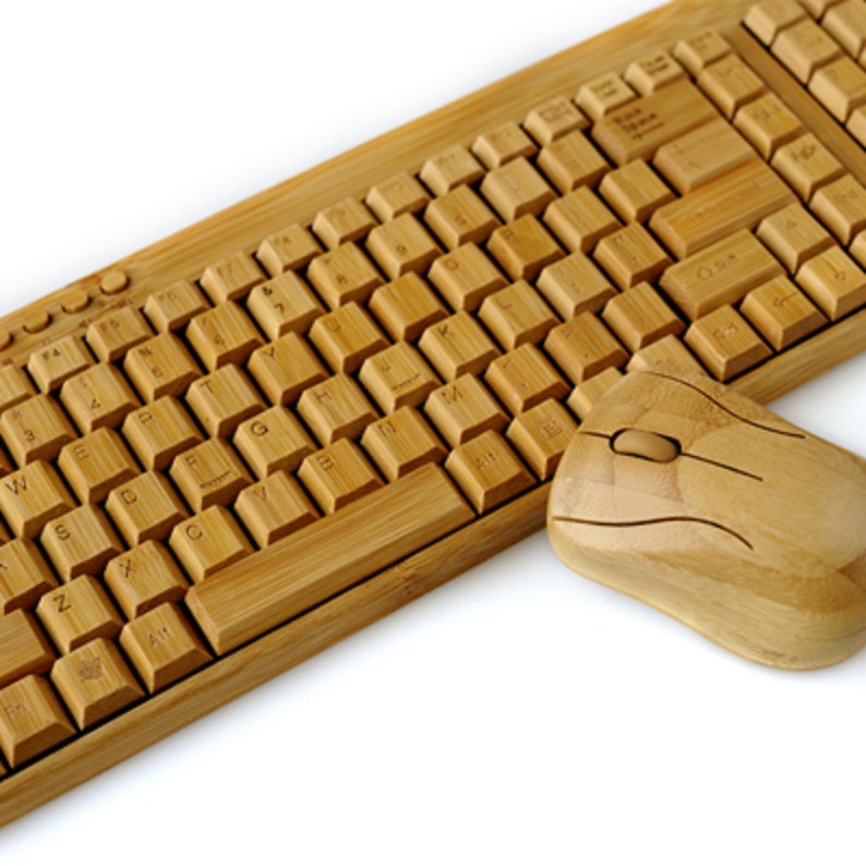 Bamboo keyboard and mouse setwooden keyboard mouse wireless Etsy