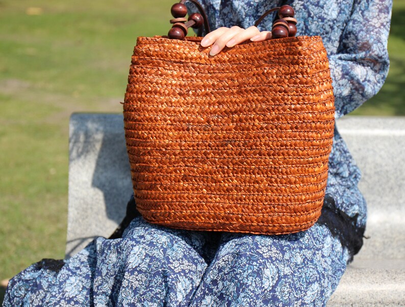 Straw Handbag Woman's Shopping Bag Shoulder Bag Beach Etsy