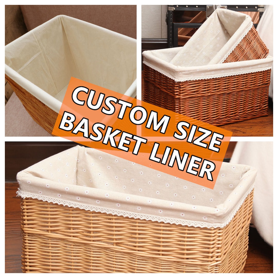 Custom Size Fabric Basket Liner, Multiple Styles and Colors, Detachable