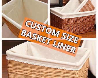Custom size fabric basket liner, multiple styles and colors, detachable and washable, home decor (PLEASE READ DESCRIPTION before order)