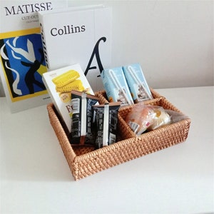 Rattan woven remote control storage box B&B hotel home coffee table desktop square storage basket cosmetic storage,housewarming gift