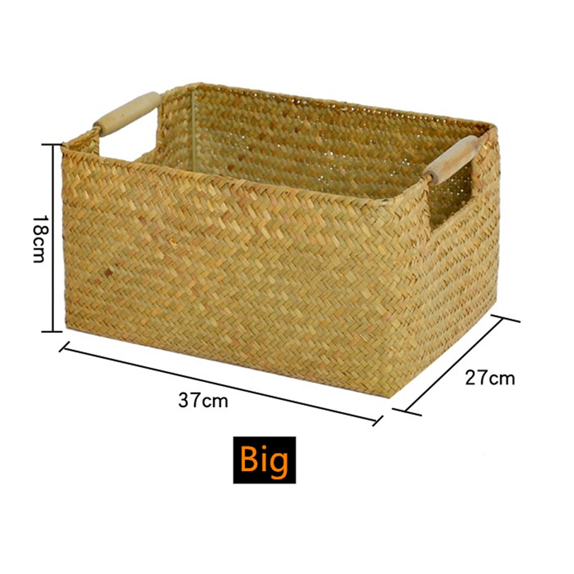 Rustic Rectangular Straw Basket With Handles Laundry Basket Etsy