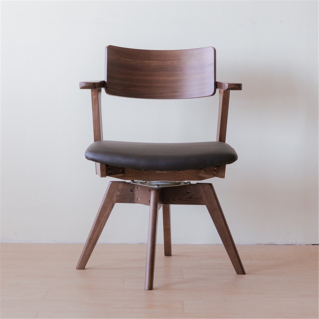Creative Solid Wood Swivel Chair With Cushion, Japanese-style Study ...