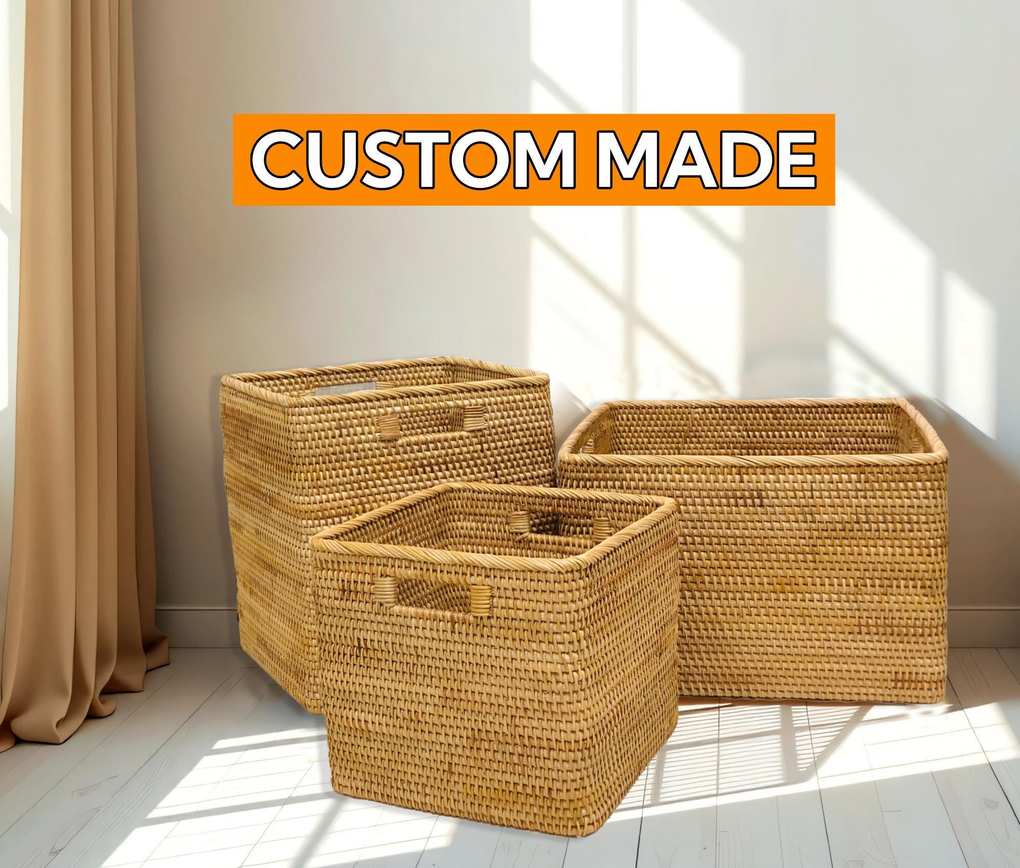 Custom Size Rattan Woven Storage Baskets With Lid,rattan Woven