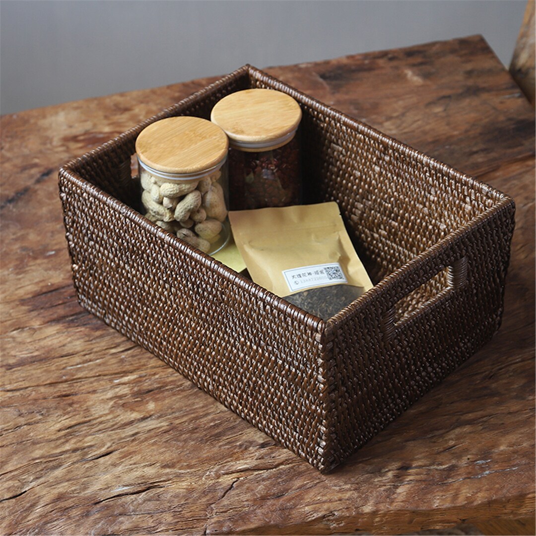 American Style Rattan Woven Big Storage Basket,cosmetic Storage Box,toy