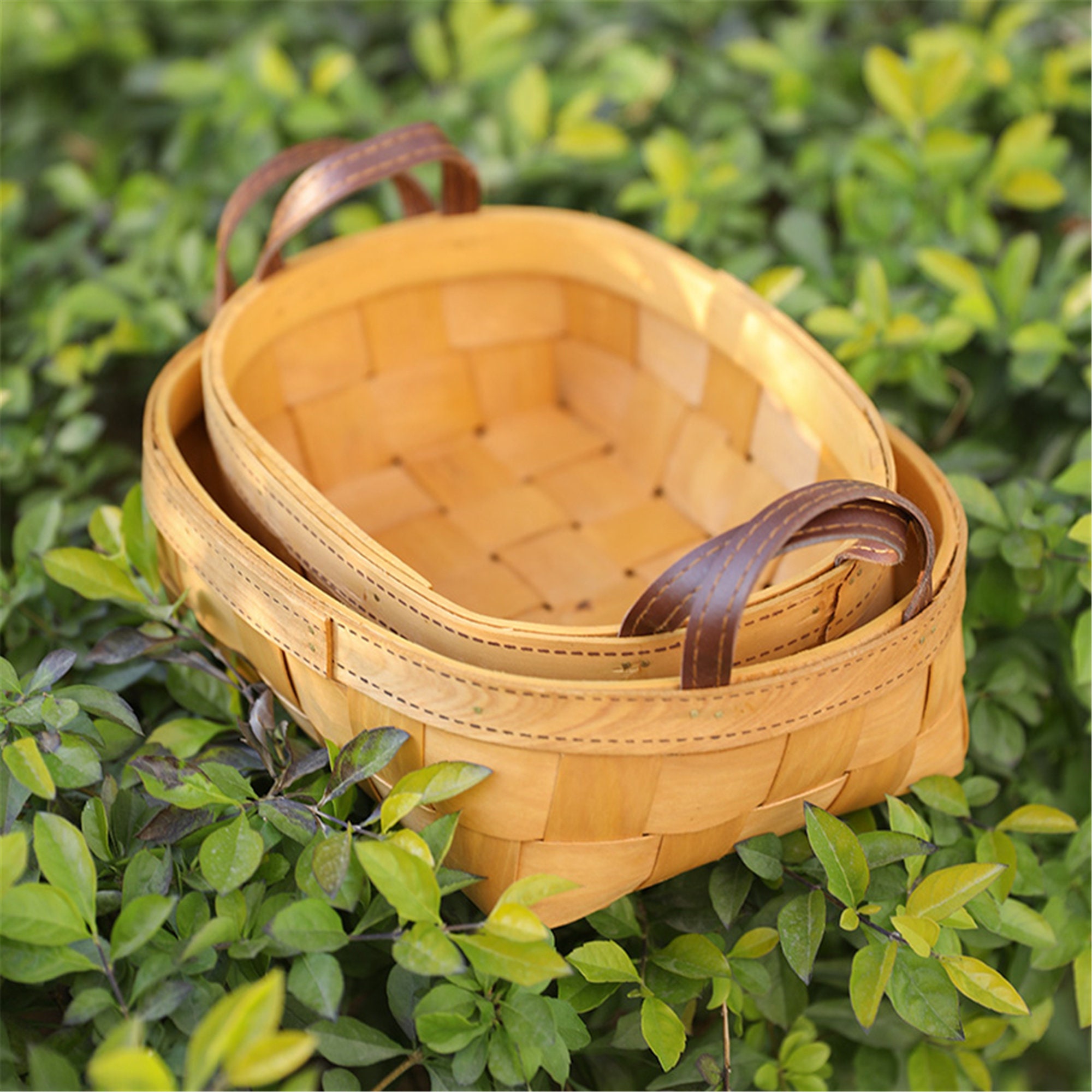 Natural storage basket with handlestraw woven fruit Etsy