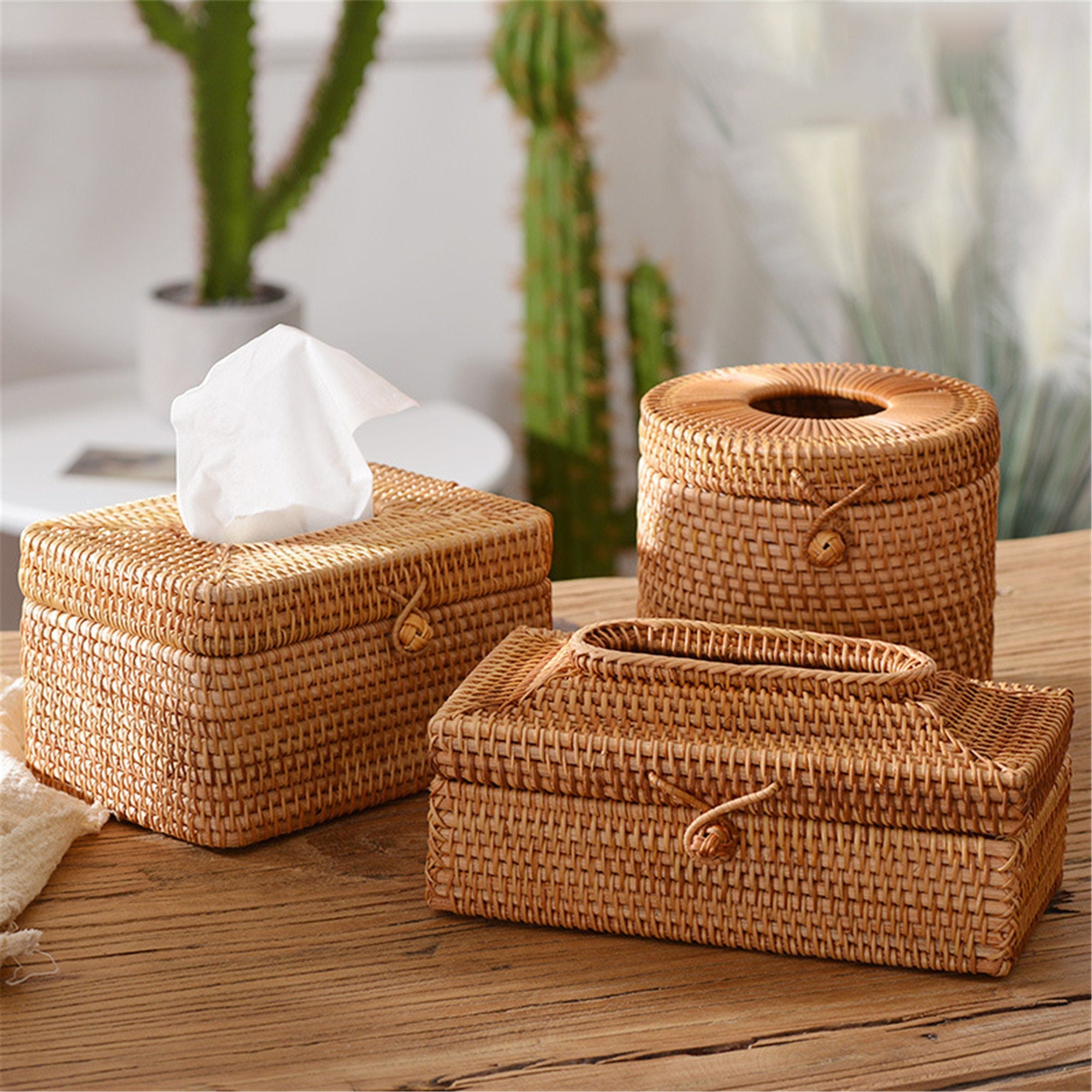 Square Tissue Box Holder | Amish Wicker Kleenex Box Cover