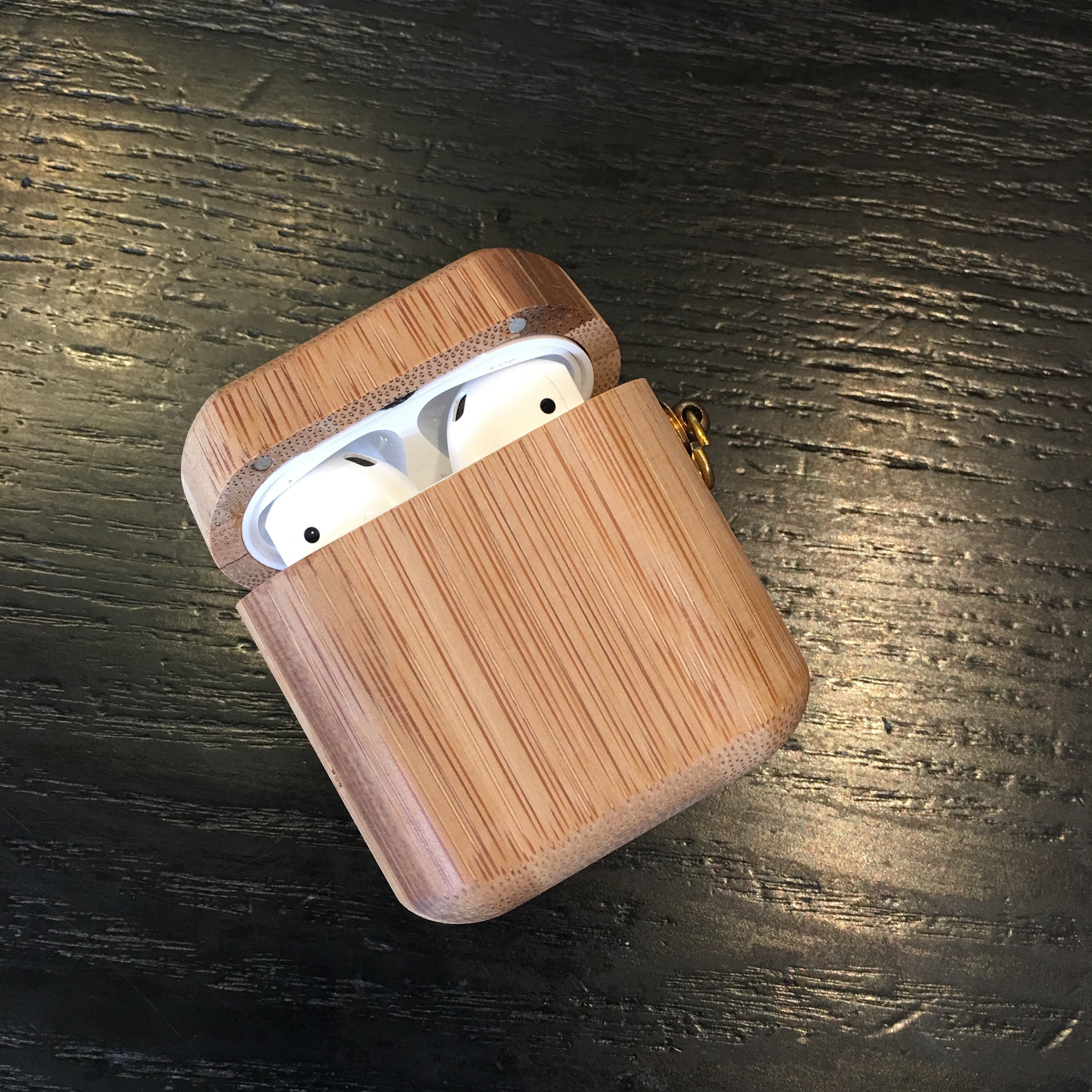 Custom Wooden AirPods Case With Metal Hook Keychain Apple Etsy