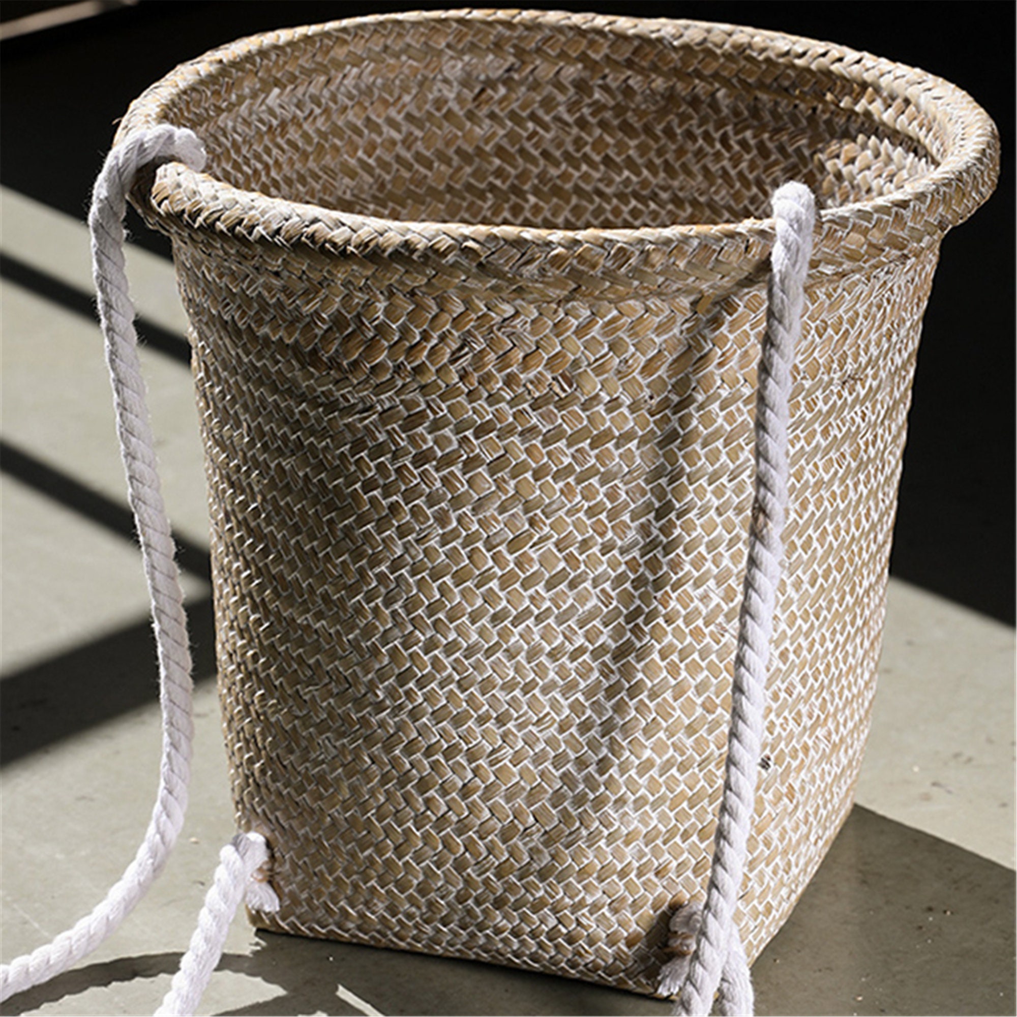 Straw woven basket with straphandmade straw market Etsy