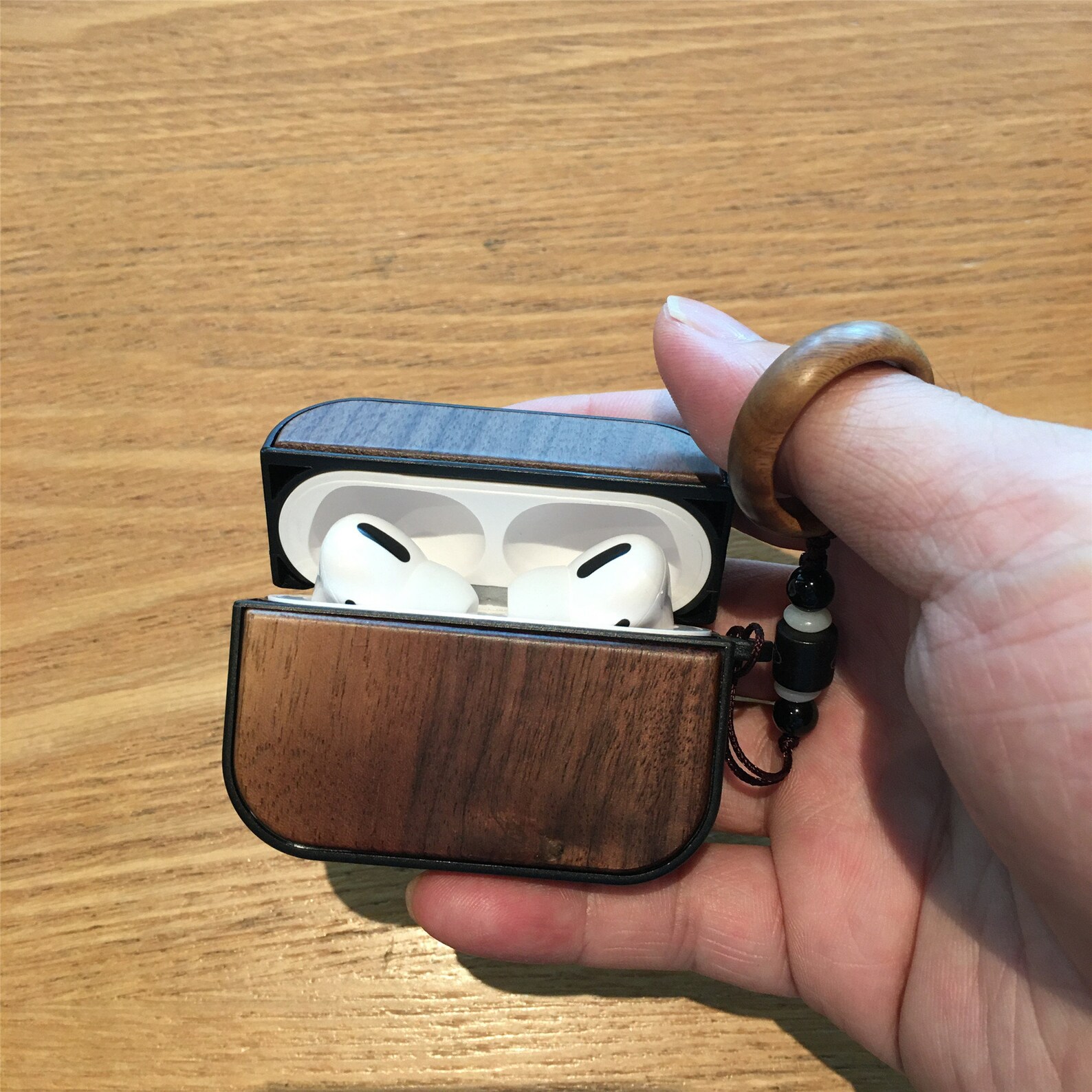 Custom Wooden Airpod Pro Case With Wood Ring Keychain Apple Etsy