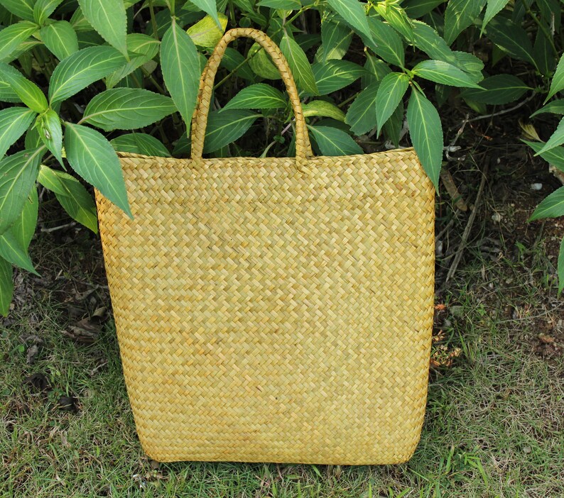Straw Market Basket Bag With Straw Handles French Style Etsy