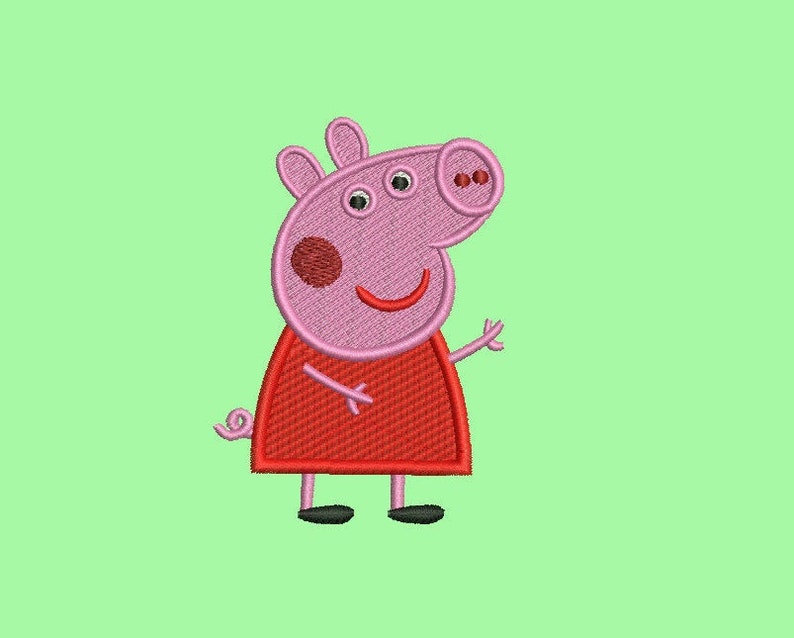 Stickdatei Peppa Pig Wutz zwei Größen und Text Wolke | Etsy