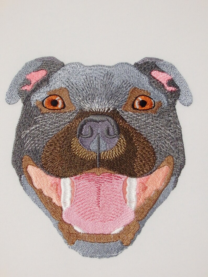 Machine embroidery design staffordshire bull terrier amstaff  etsy