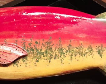 Hand carved, hand painted Sockeye Salmon