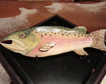 Hand carved, hand painted Pink Salmon