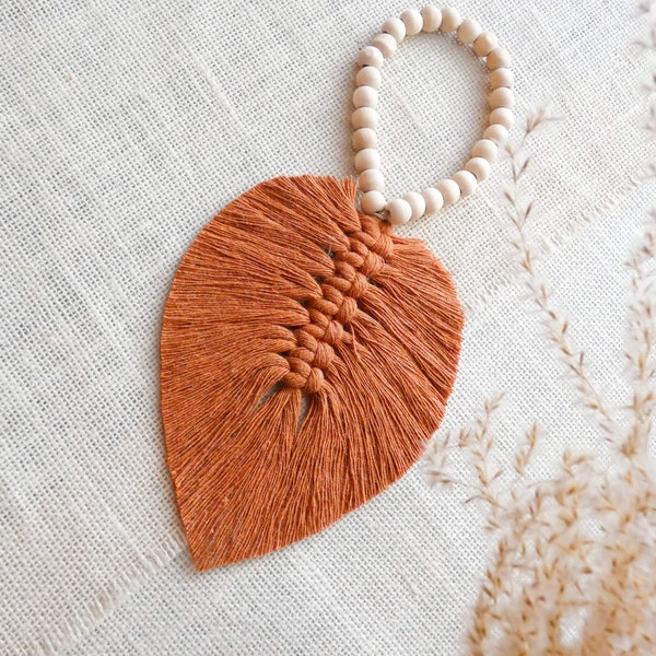 Terracotta macramé wall feather