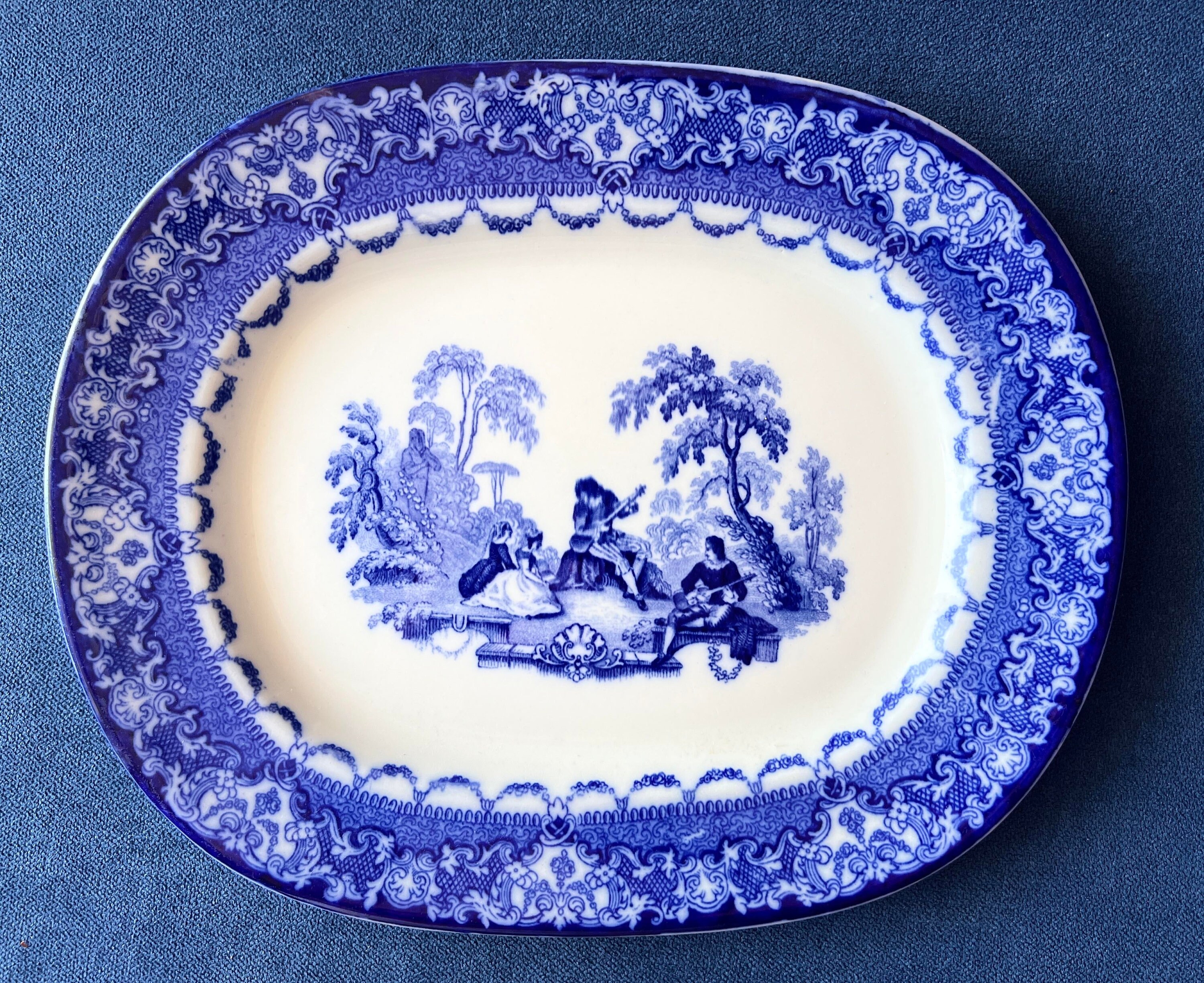 Antique Doulton Watteau Burslem Flow Blue Watteau Platter Etsy