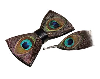 PEACOCK Feather Bow Tie