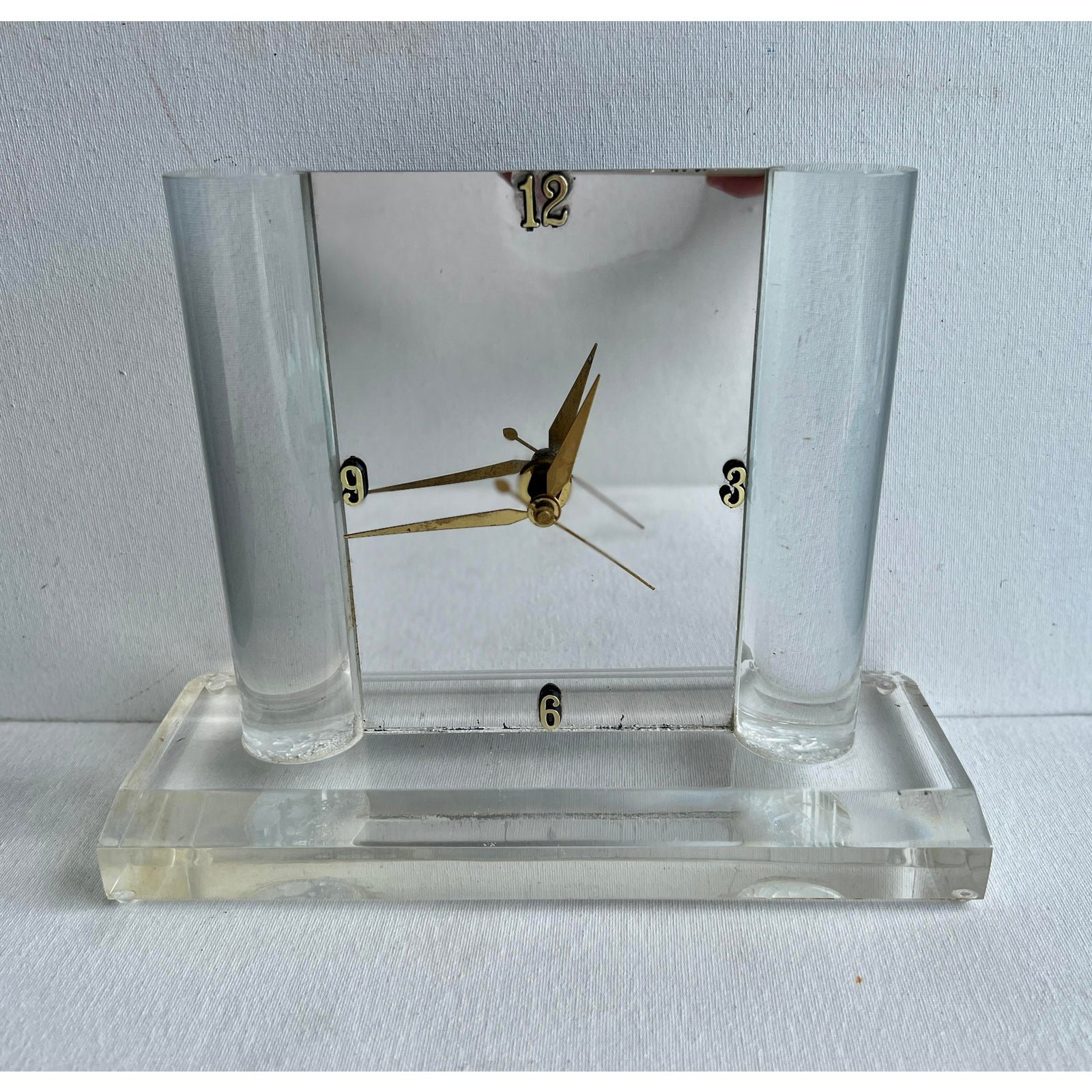 Art Deco Lucite Clock Modern Mirror Clock Battery Lucite Clock Modern