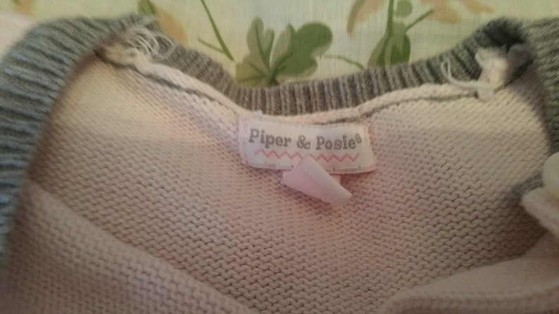 long sleeve,button front baby girl, ruffled preppy pink gray Piper /& Posie Vintage Solid Pale Pink Baby Girls Sweater Size 6 months