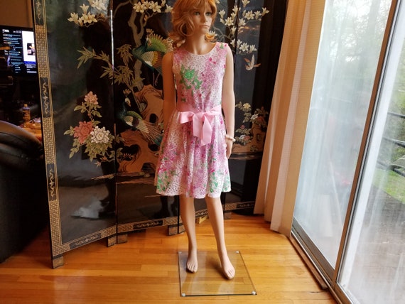 Vintage Pink Flowered Formal Sleeveless Girls Dres