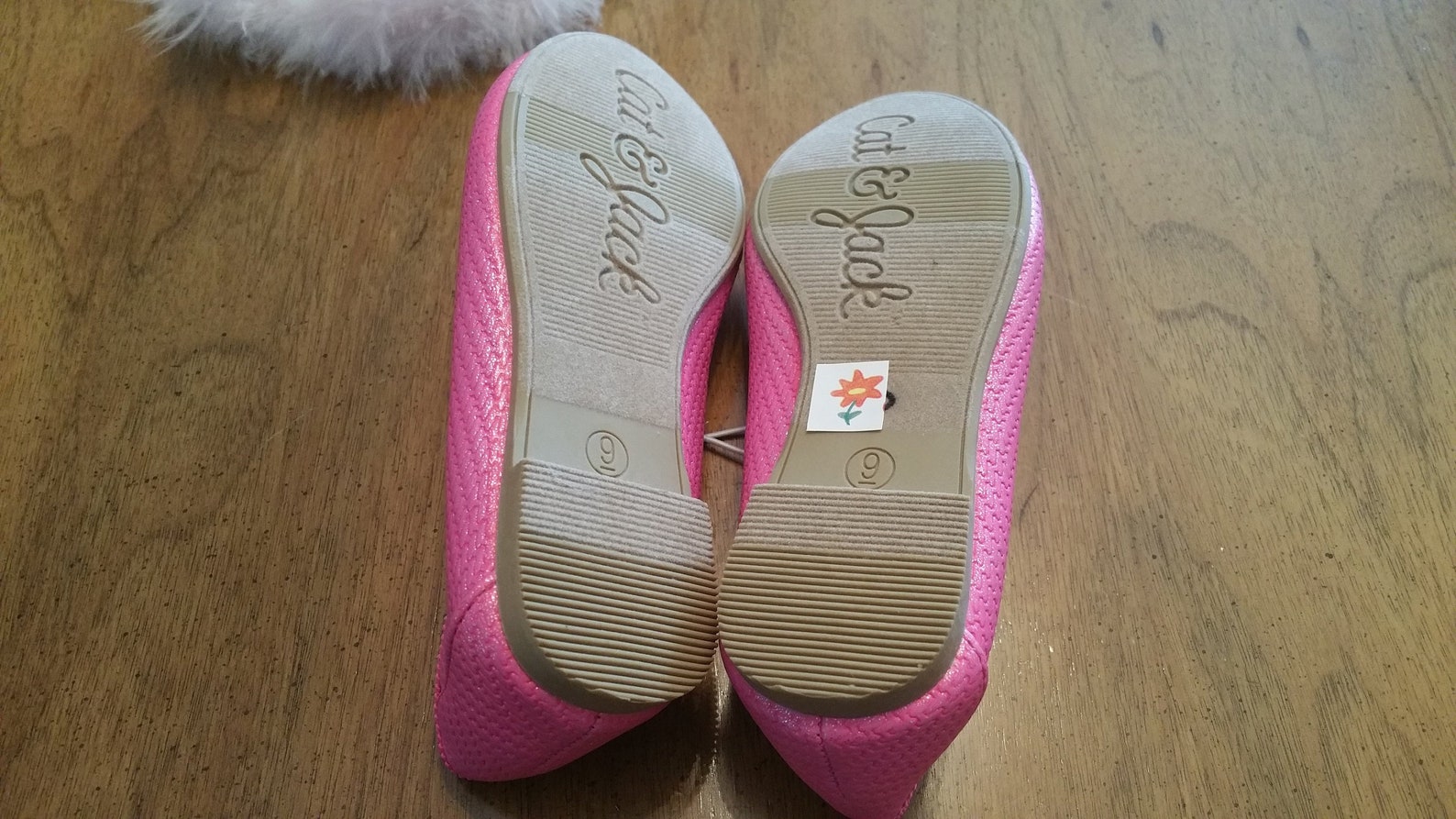 new hot pink ballet girls shoes, size 6, cat and jack, pink slipper shoes, has bows, dressy, formal, rubber sole, preppy, femini