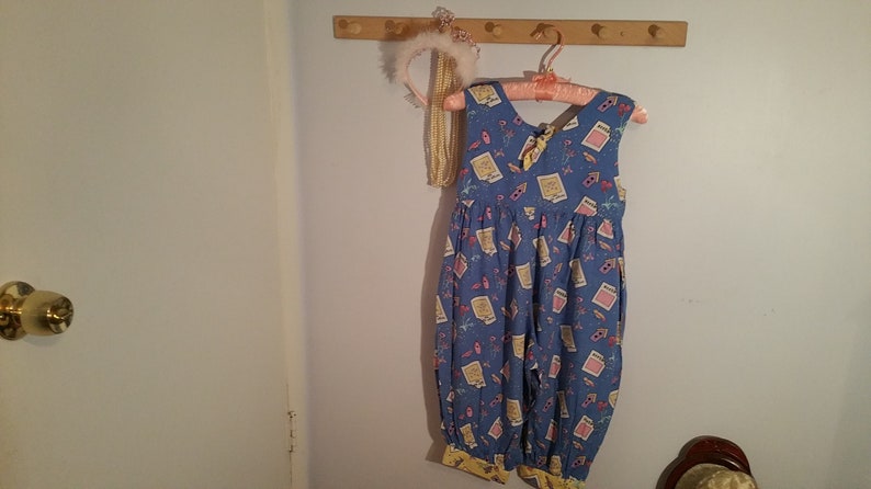 boho two pockets size 6X Romper pants bird Kaya Kids casual Vintage Blue Yellow Sleeveless Cotton Girl/'s Jumpsuit summer jumpsuit
