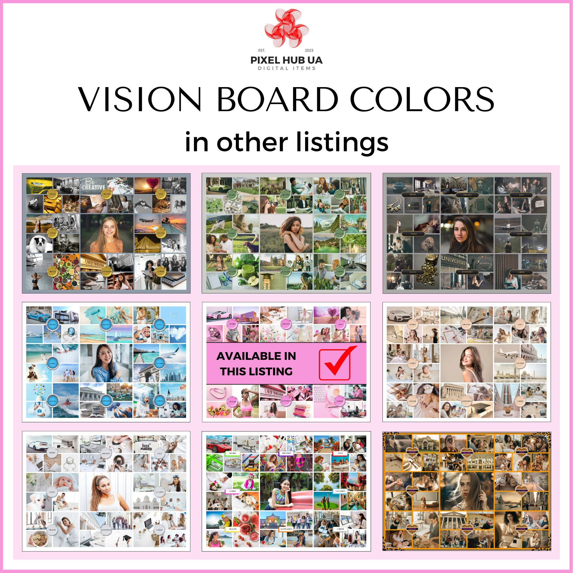 Girls Pink Vision Board Printable Vision Board Kit - Etsy UK