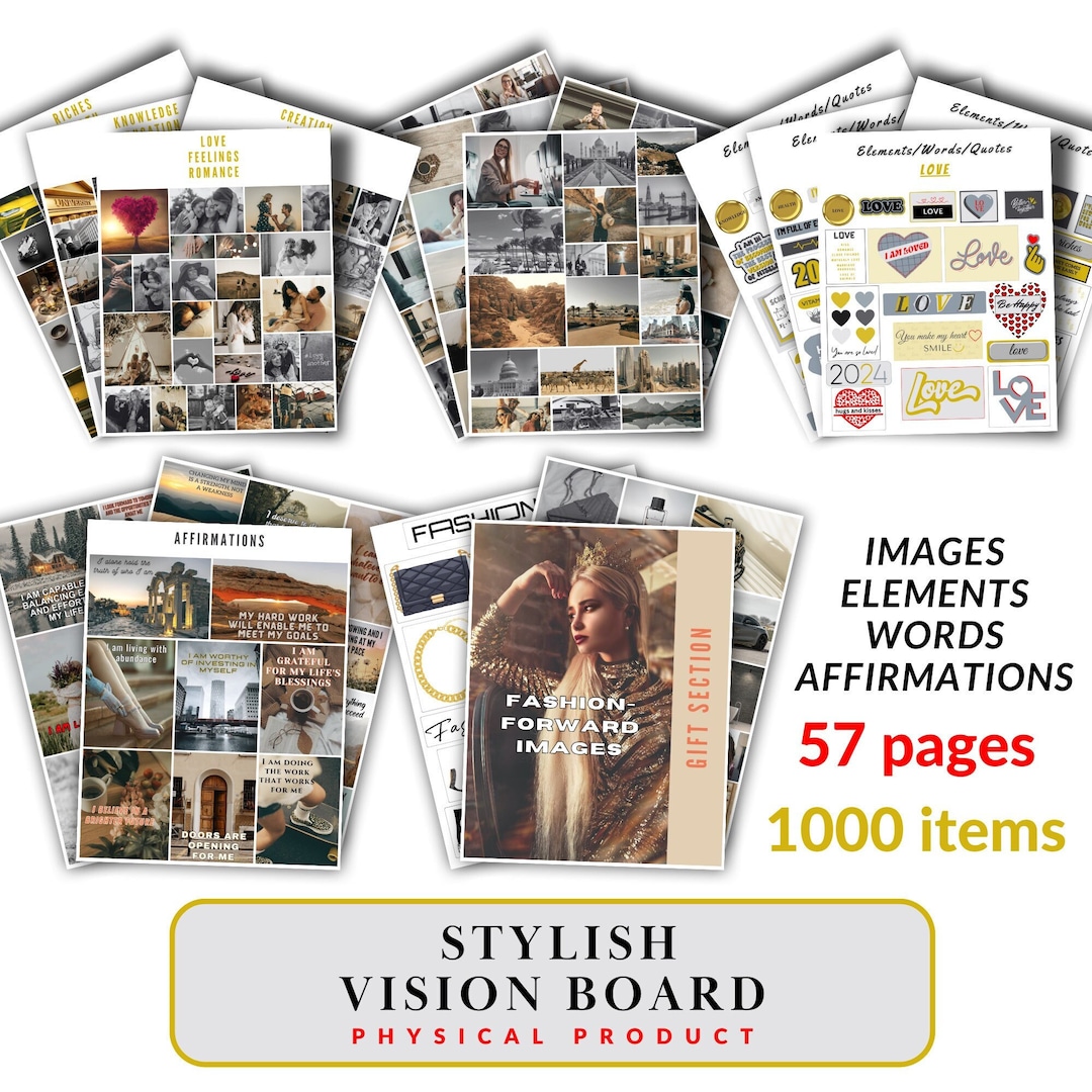 2024 Physical Vision Board Kit. 1000 Pictures & Elements. Gift for Her