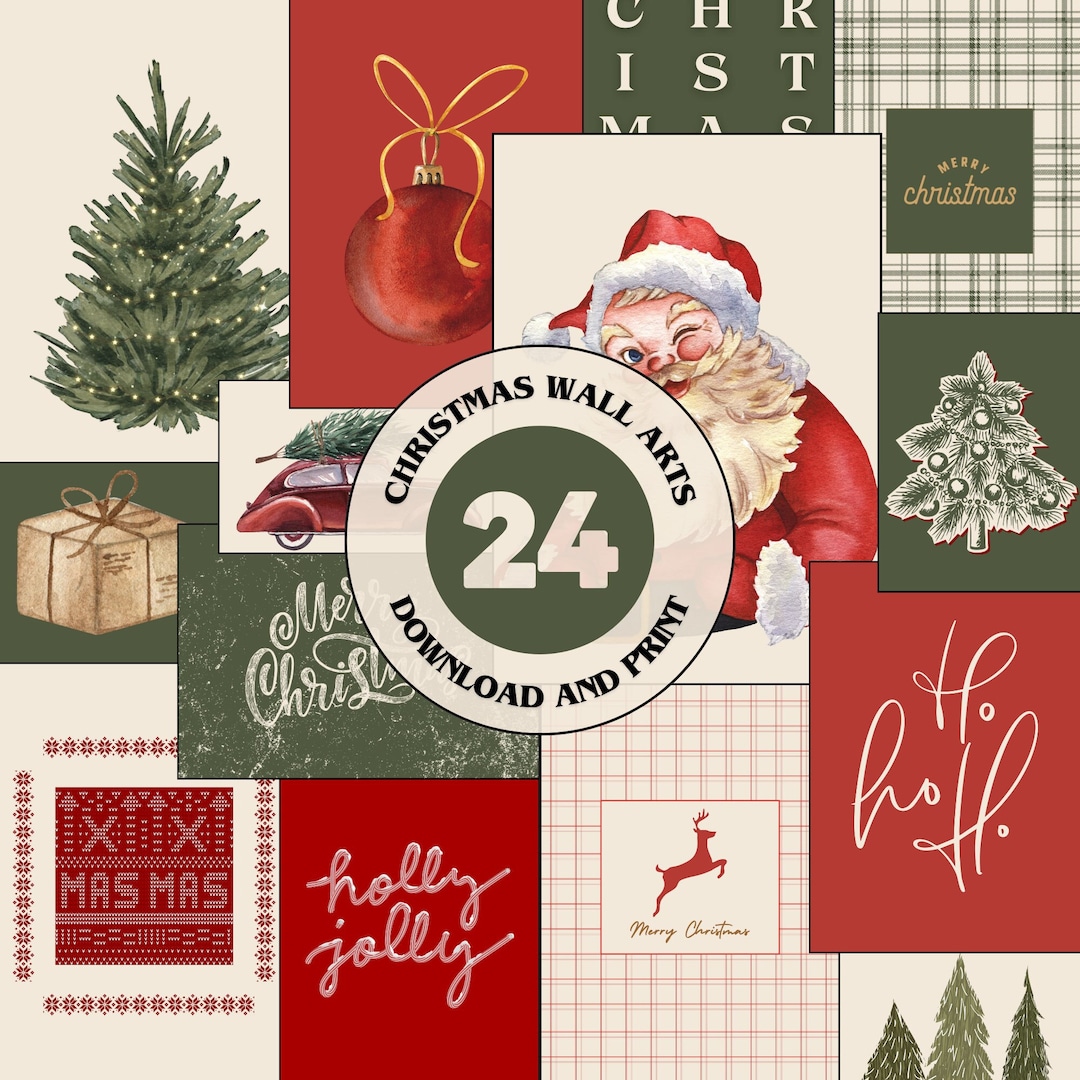 Printable Christmas Wall Art. Rustic Christmas Wall Decor. Etsy