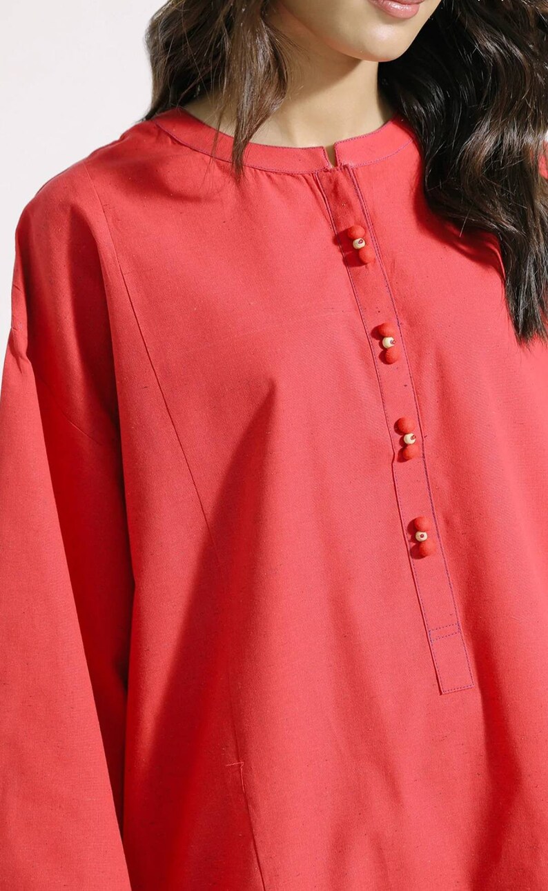 Anti-Fit Farshi Shalwar Set - Kumkum Red