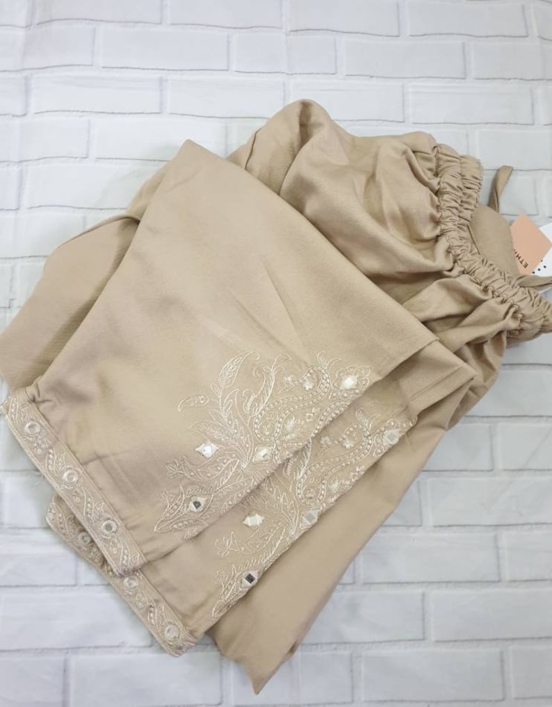 Beige Pakistani Shalwar Pants Trousersbeige Pants Women Embroidered ...