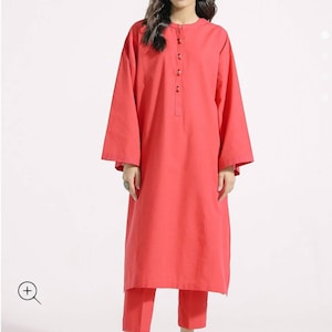 2 pc Pakistani suit,Red Shalwar kameez suit,indian suit,Women winter dresses,khaadi kurta,straight trouser,gifts for her Red solid coord set