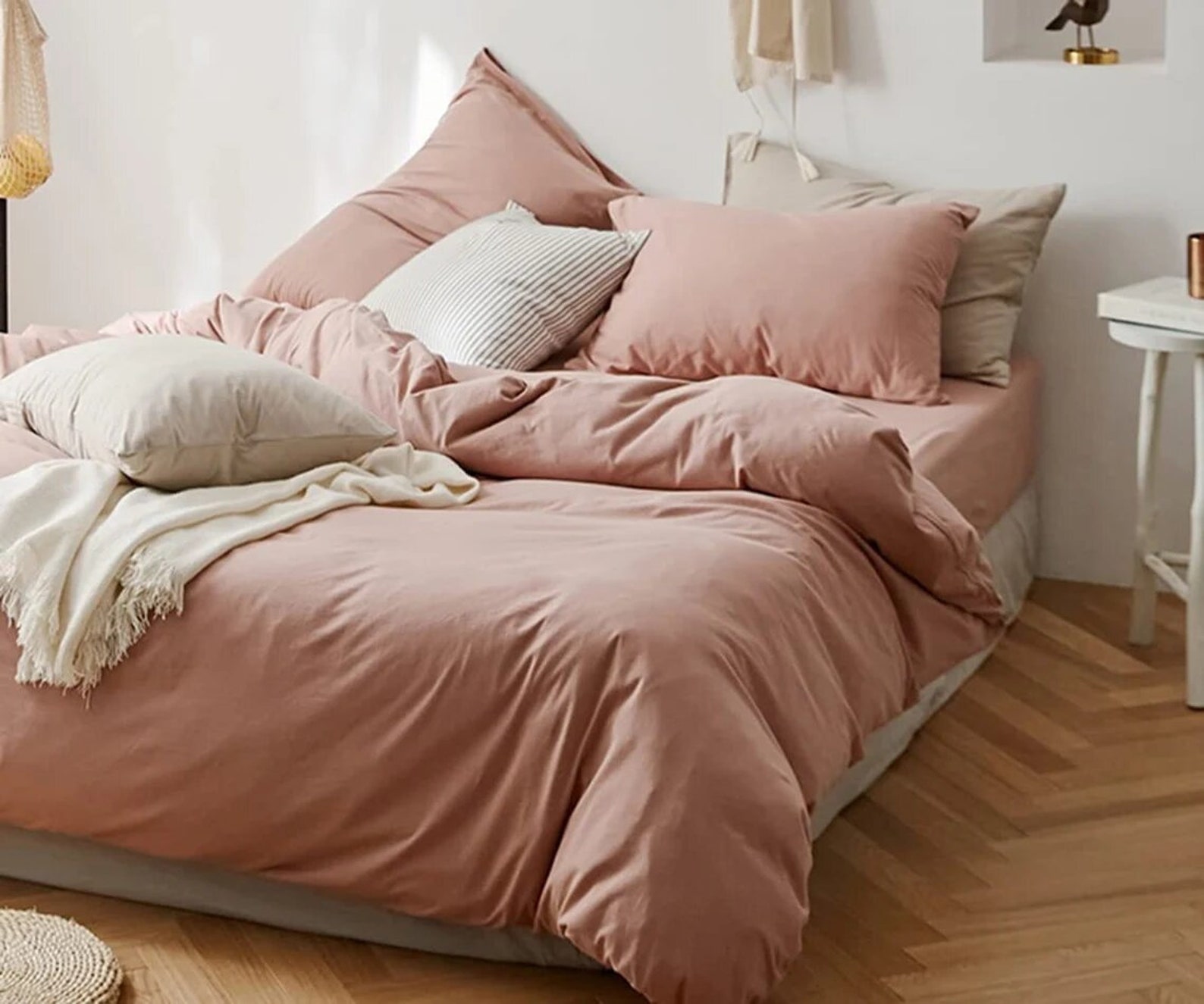 Dusty Pink Cotton Duvet Cover Set Twin Full Double King Queen Etsy