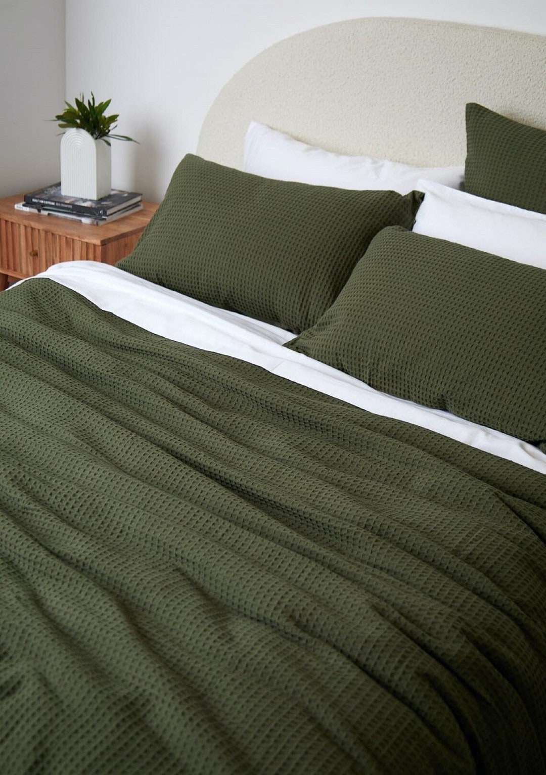Dark Green Waffle Duvet Cover Waffle Quilt Cover Set Waffle Etsy