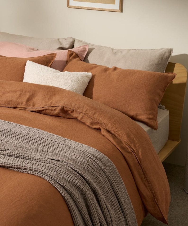 Terracotta Cotton & Linen Duvet Cover Duvet Cover Stonewashed Etsy