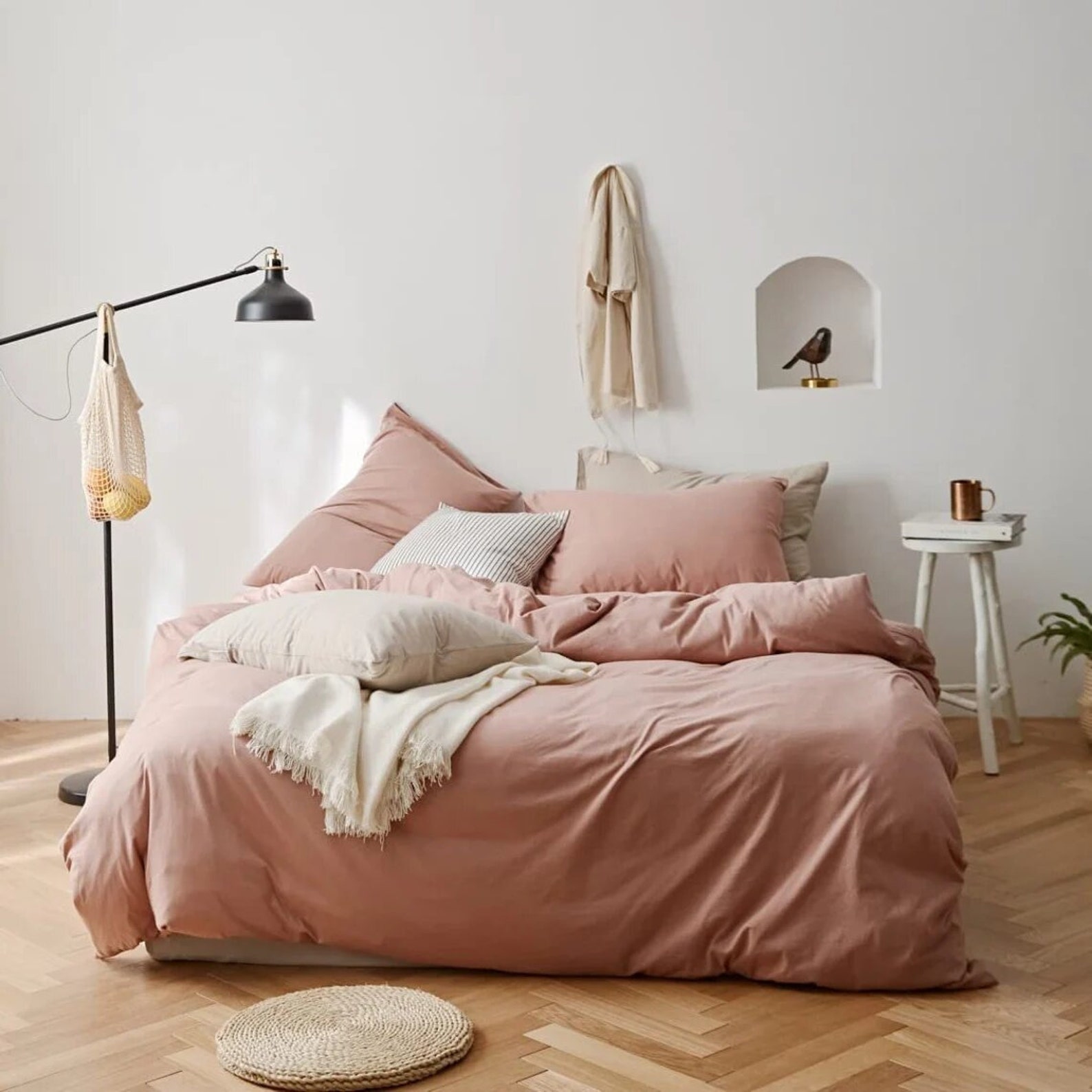 Dusty Pink Cotton Duvet Cover Set Twin Full Double King Queen Etsy