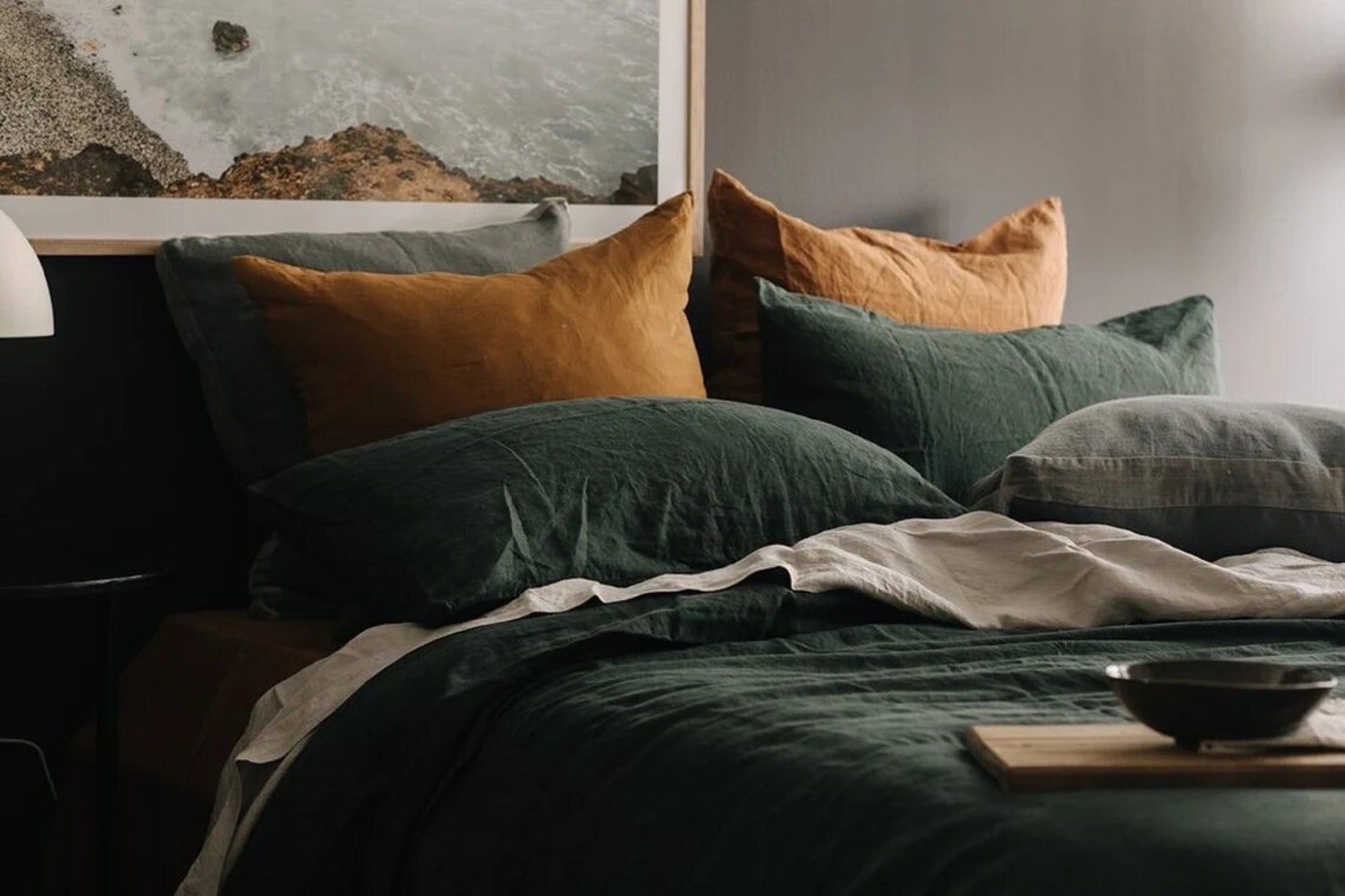 Forest Green Linen Duvet Cover and Pillowcases /twin Full Etsy