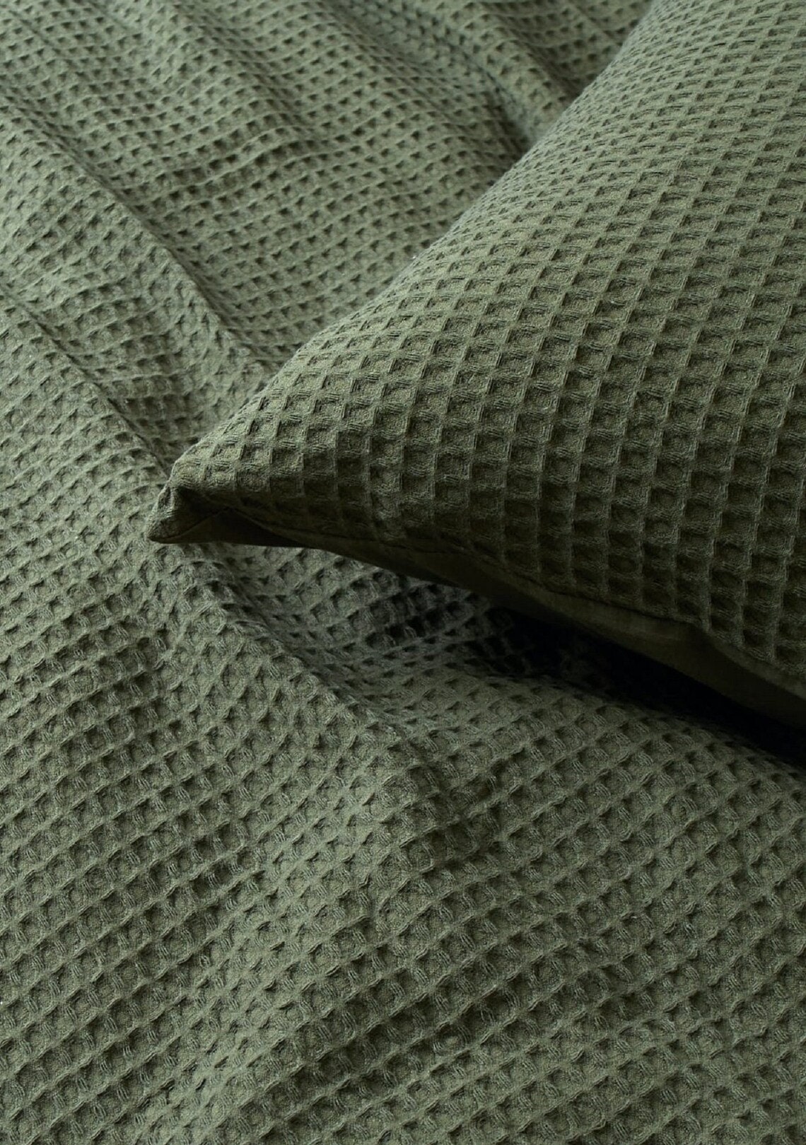 Dark Green Waffle Duvet Cover Waffle Quilt Cover Set Waffle Etsy