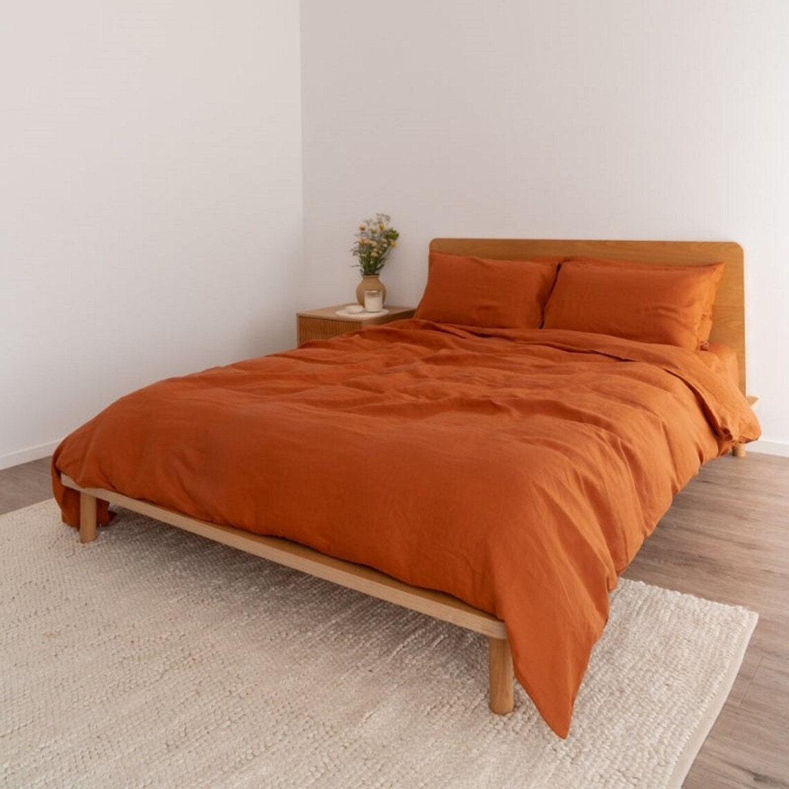 Linen Duvet Cover Rust Color Duvet Cover / Twin Full Queen Etsy