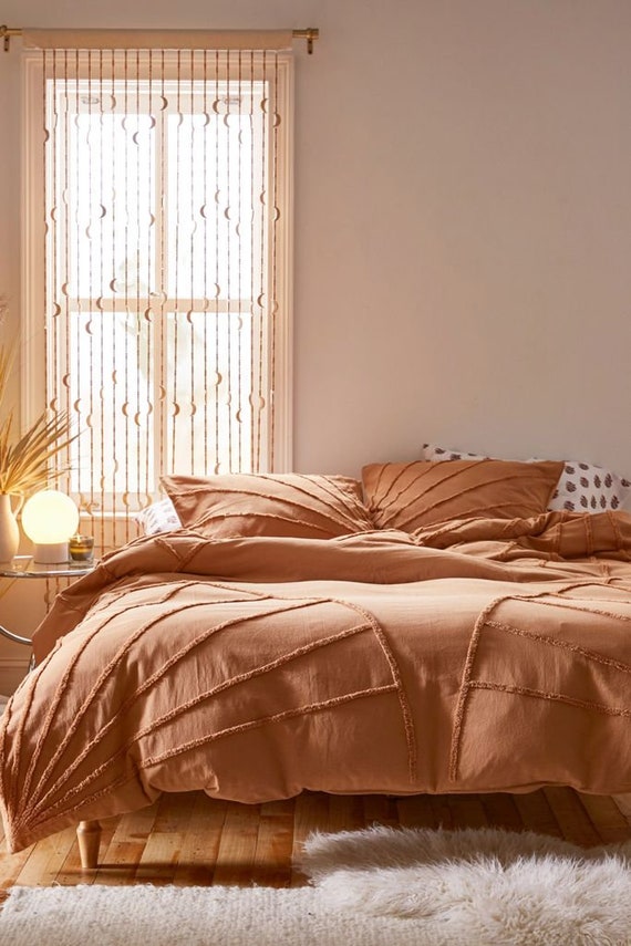 Eve økse er der Terracotta Tufted Cotton Duvet Cover Set Boho Bedding - Etsy UK