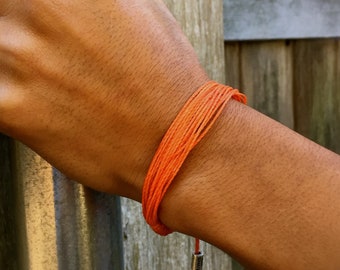 Leukemia Bracelet for COPD Multiple Sclerosis Awareness, Orange String Bracelet, MS Awareness Jewelry